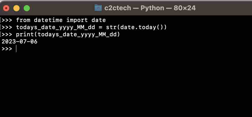 Python- Get Todays date in yyyy-MM-dd ISO format